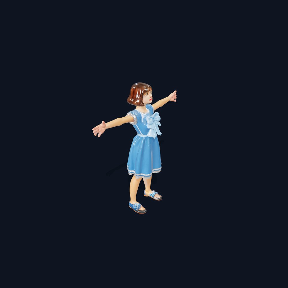 Girl in Blue Dress with Bow Model Pack